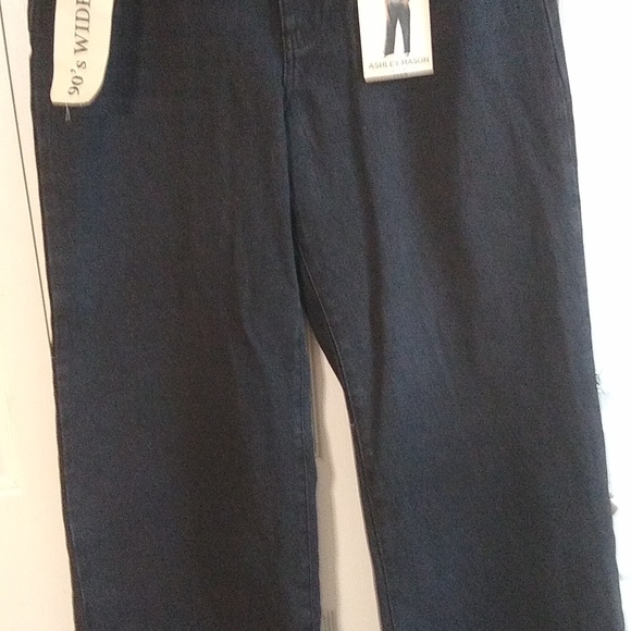 Ashley Mason 90s wide legs black jeans Size 31 hi rise raw hem - Picture 6 of 9